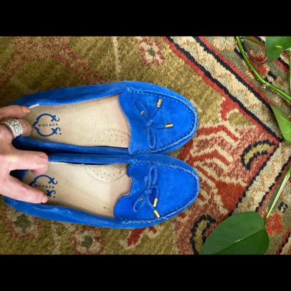 C Wonder Blue suede driving loafers/moccasins - Picture 5 of 6